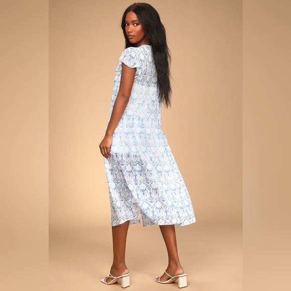 Tender Times Light Blue Floral Print Tie-Front Duster - Picture 2 of 6